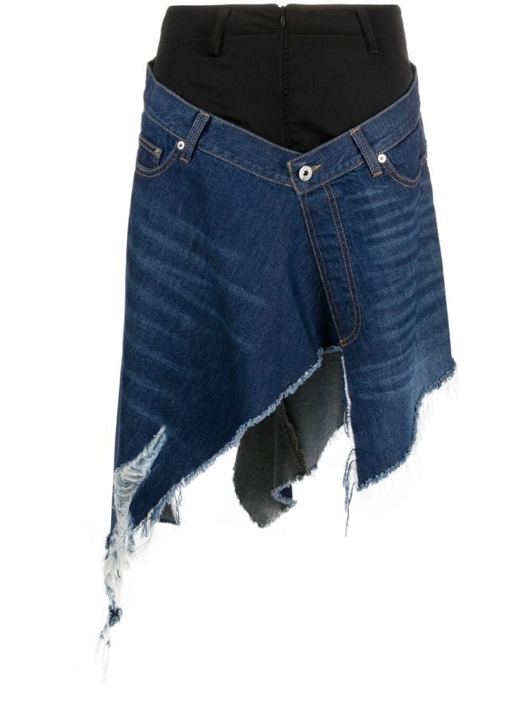 Blue Deconstructed Denim Skirt