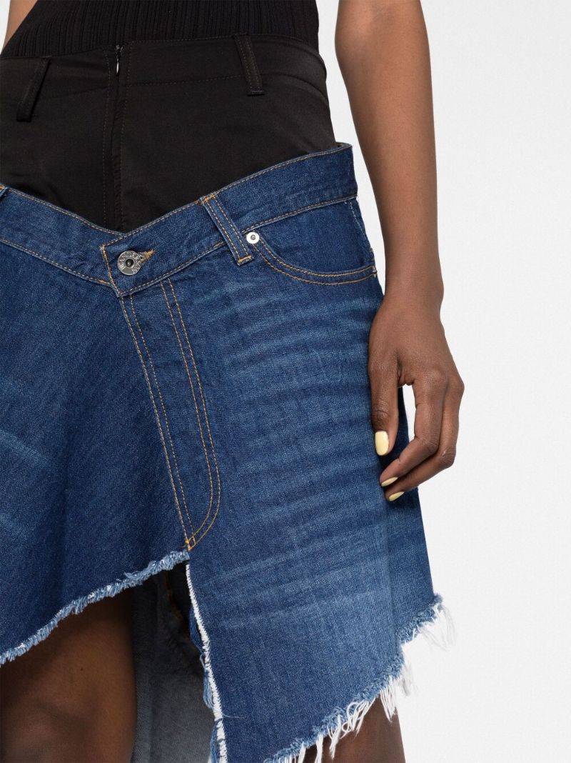 Blue Deconstructed Denim Skirt