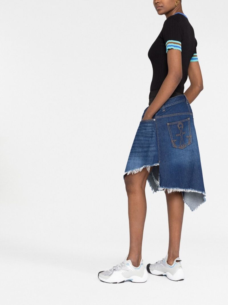 Blue Deconstructed Denim Skirt