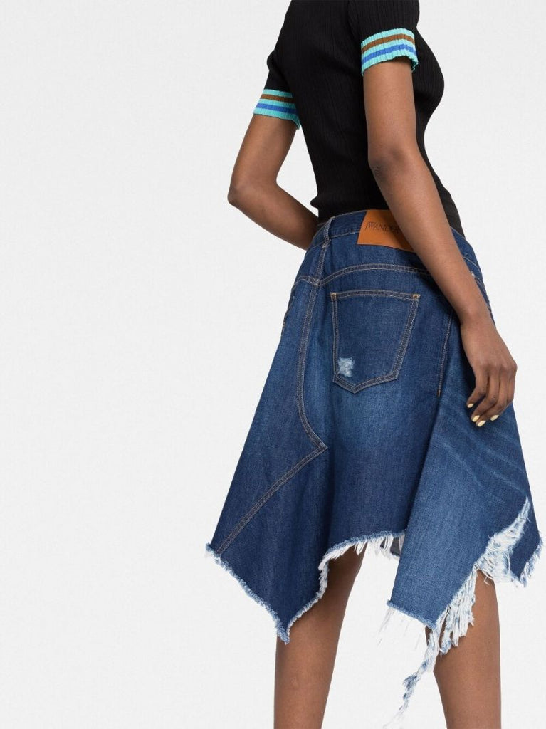 Blue Deconstructed Denim Skirt