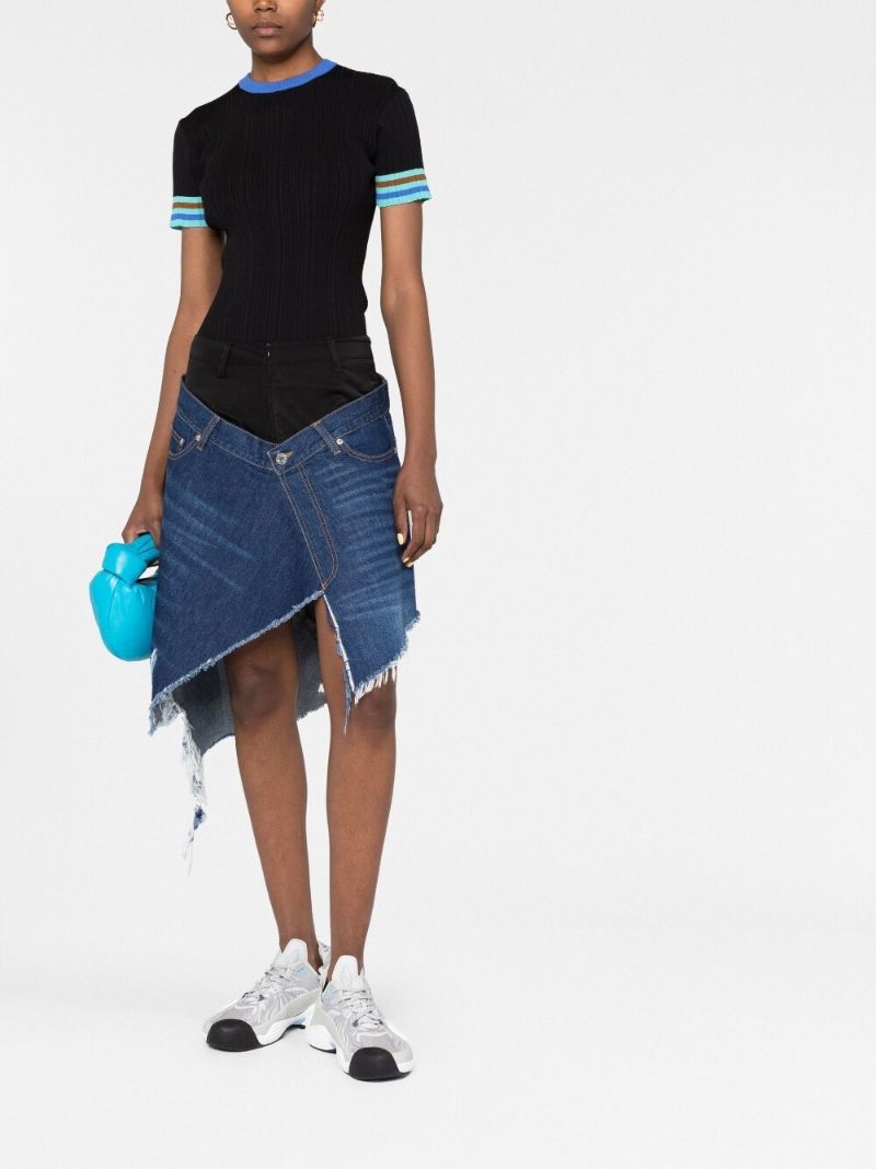 Blue Deconstructed Denim Skirt