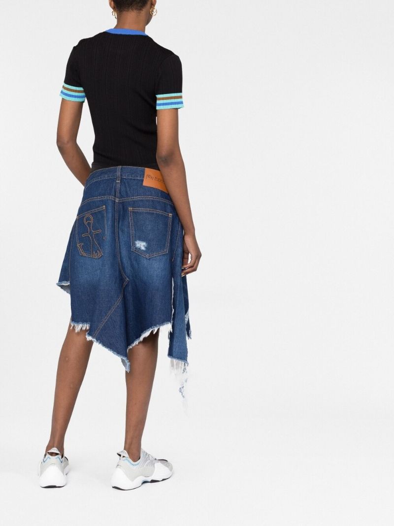 Blue Deconstructed Denim Skirt