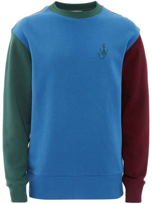 Blue Colour Block Crewneck Sweatshirt