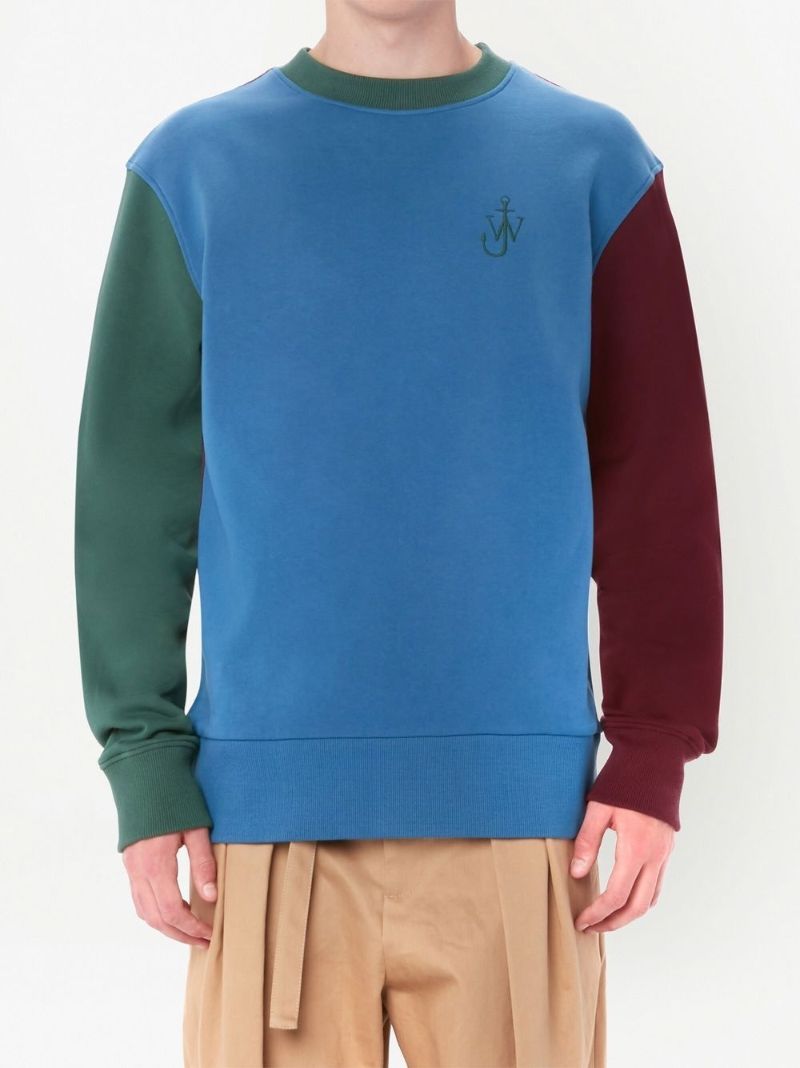 Blue Colour Block Crewneck Sweatshirt