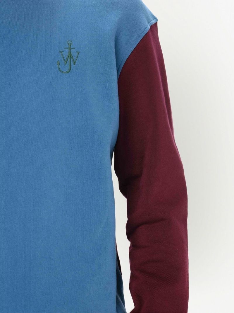 Blue Colour Block Crewneck Sweatshirt