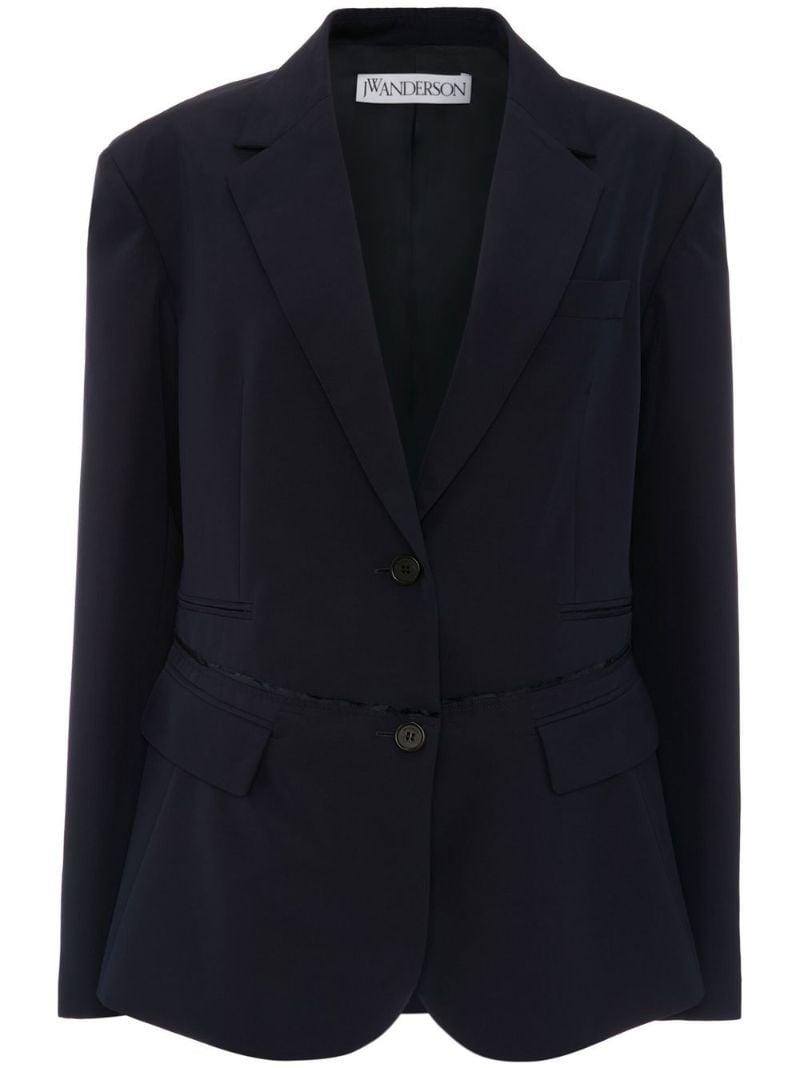 Blue Deconstructed Single Breasted Blazer