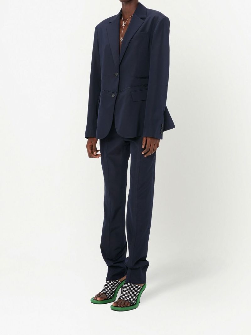 Blue Deconstructed Single Breasted Blazer