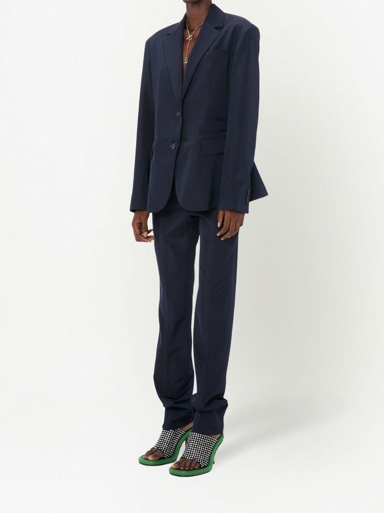 Blue Deconstructed Single Breasted Blazer