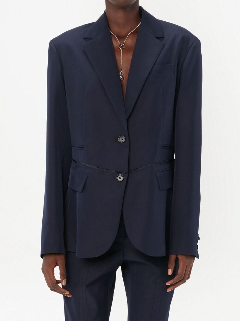 Blue Deconstructed Single Breasted Blazer