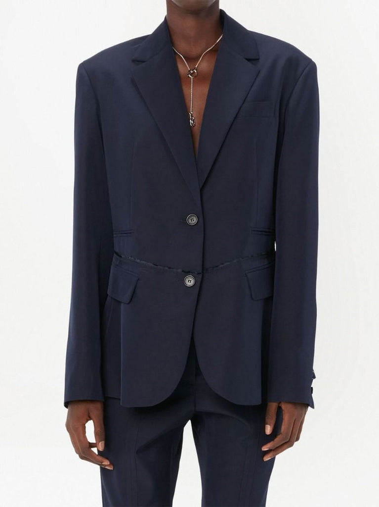 Blue Deconstructed Single Breasted Blazer