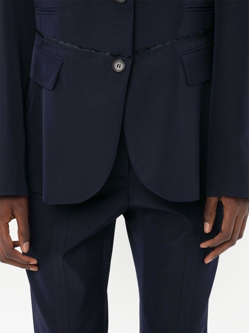 Blue Deconstructed Single Breasted Blazer