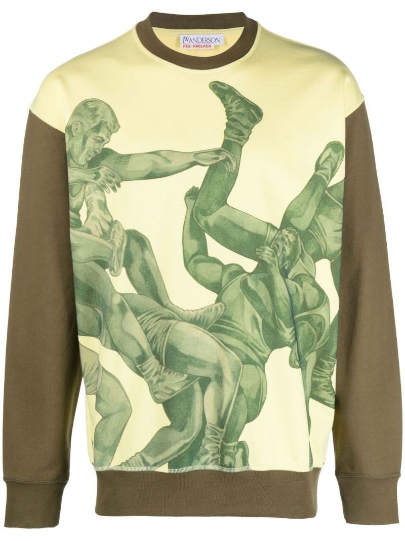 Yellow  Pol Anglada-print Cotton Sweatshirt