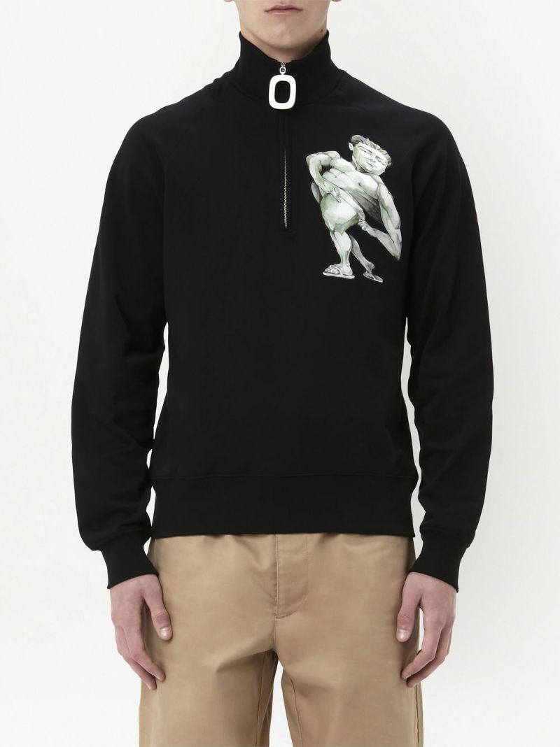Black Pol Anglada Print Half-zip Sweatshirt