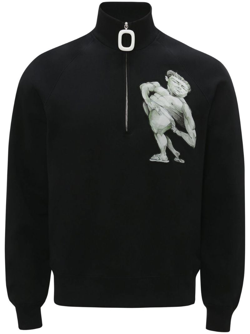 Black Pol Anglada Print Half-zip Sweatshirt