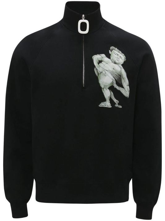 Black Pol Anglada Print Half-zip Sweatshirt