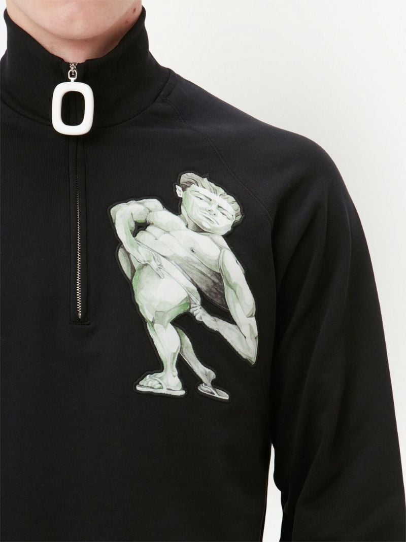 Black Pol Anglada Print Half-zip Sweatshirt