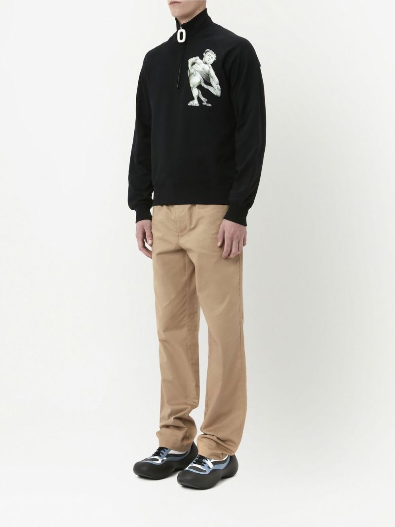 Black Pol Anglada Print Half-zip Sweatshirt