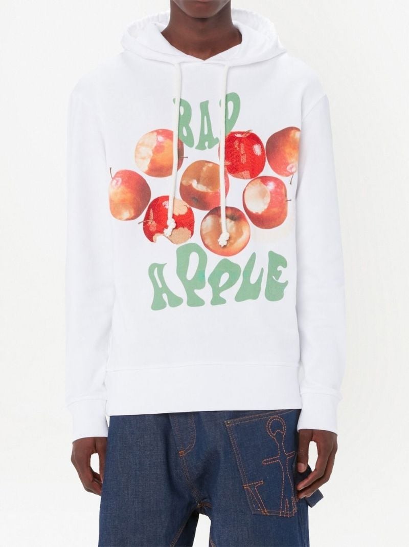 White Bad Apple Cotton Hoodie