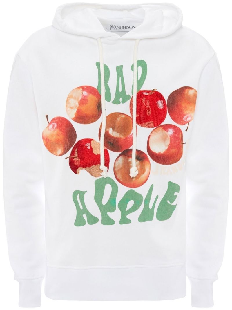 White Bad Apple Cotton Hoodie