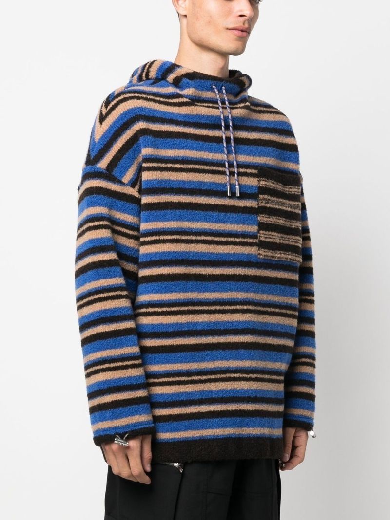 Blue Stripe Print Hoodie