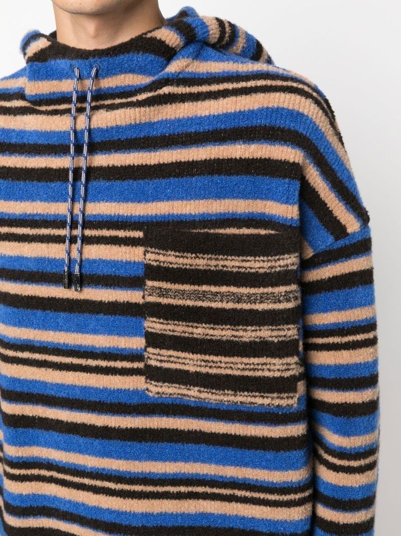 Blue Stripe Print Hoodie