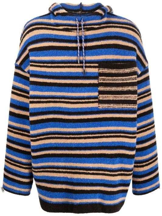 Blue Stripe Print Hoodie