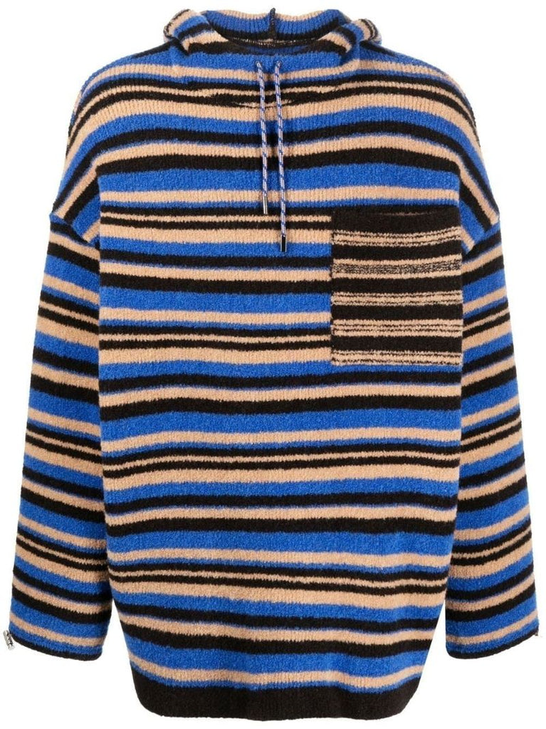 Blue Stripe Print Hoodie