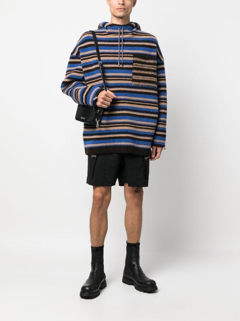 Blue Stripe Print Hoodie