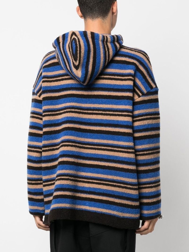 Blue Stripe Print Hoodie