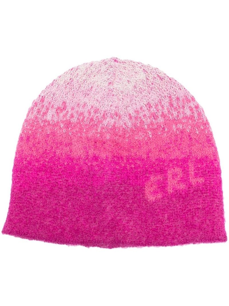 Pink OmbrÃ_x0083_Â© Effect Intarsia Knitted Beanie