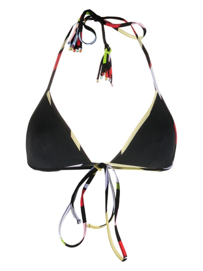 Black Marmo-print Bikini Top