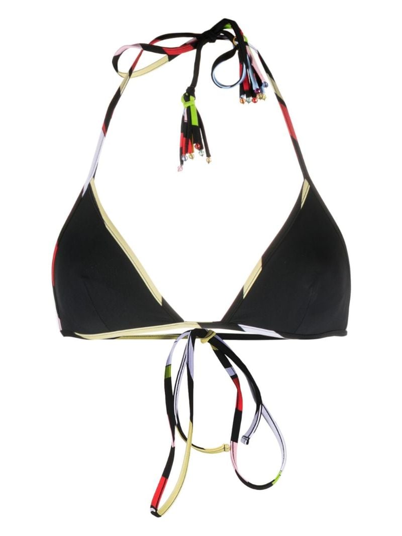 Black Marmo-print Bikini Top