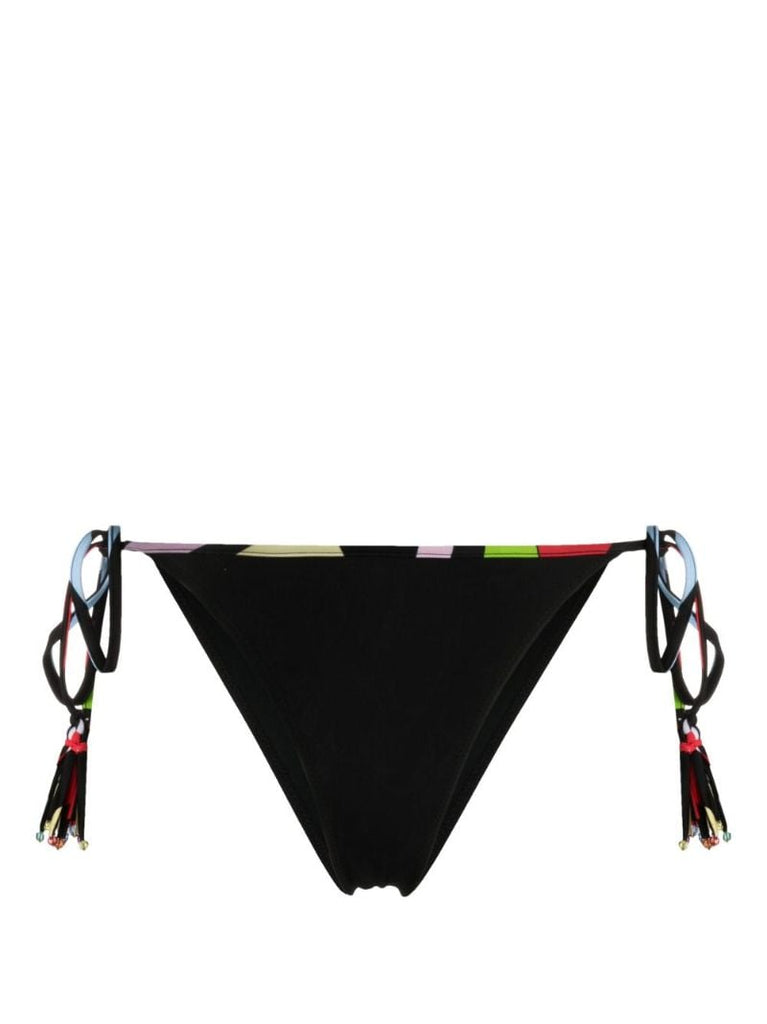 Black Marmo-print Bikini Bottoms