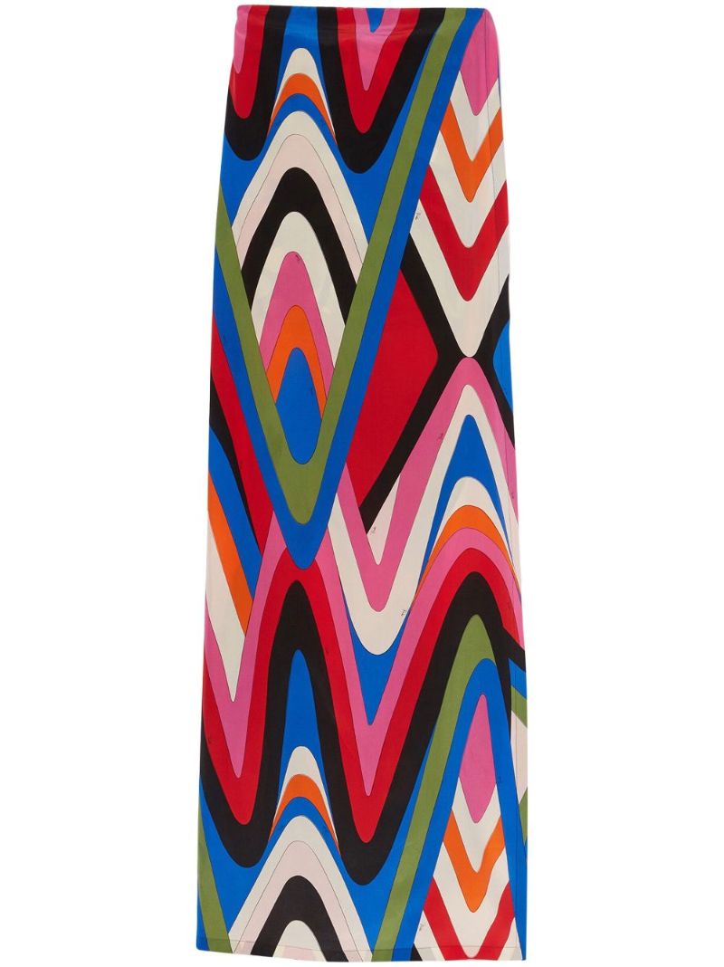 Multicoloured Moire Print Maxi Dress