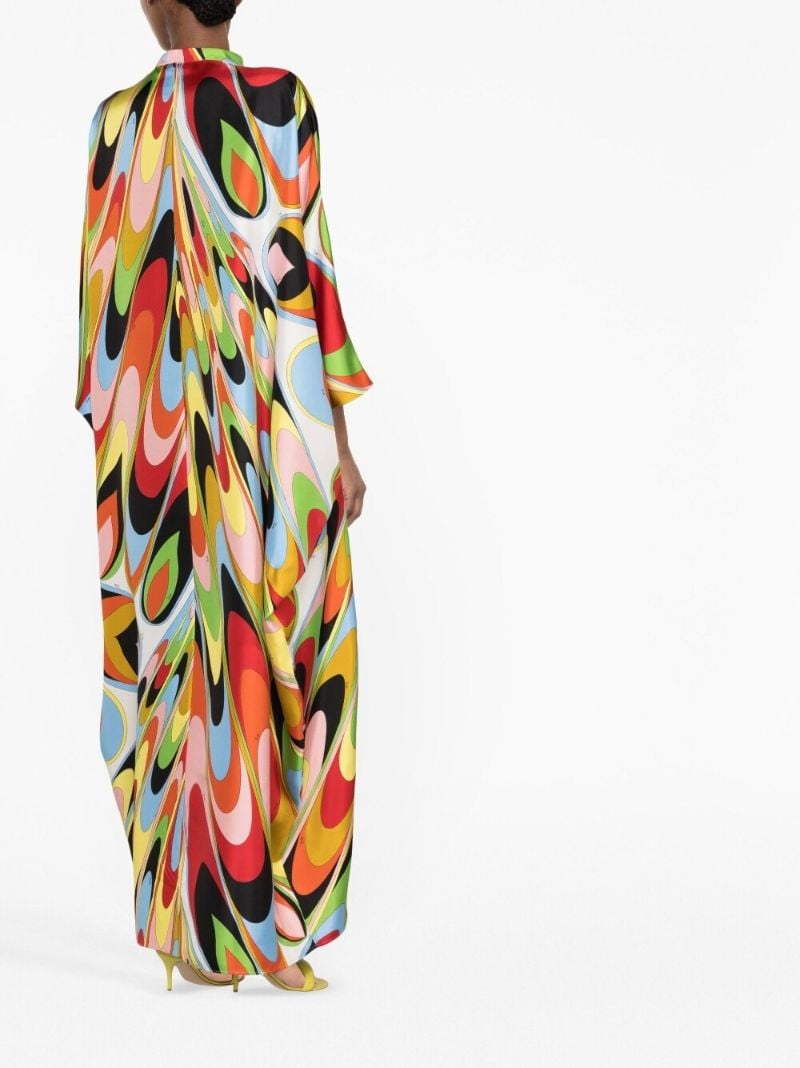 Black Onde Print Silk Dress