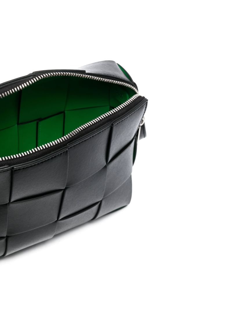 Black Casette Small Intreccio Leather Cross Body Bag
