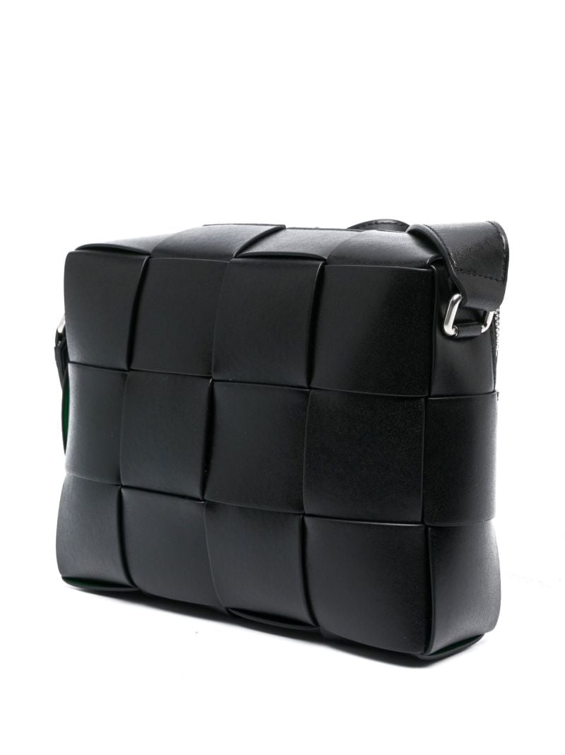 Black Casette Small Intreccio Leather Cross Body Bag