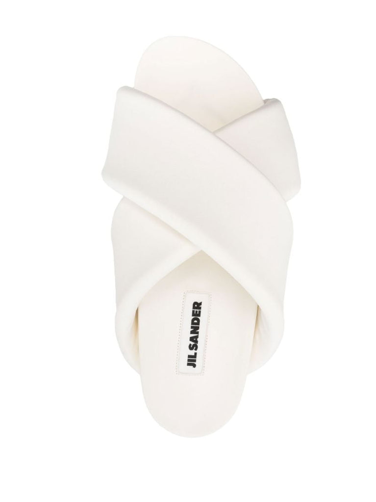Neutral Crossover Strap Leather Slides