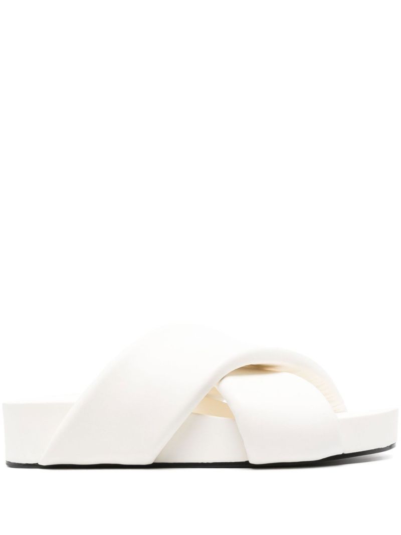 Neutral Crossover Strap Leather Slides