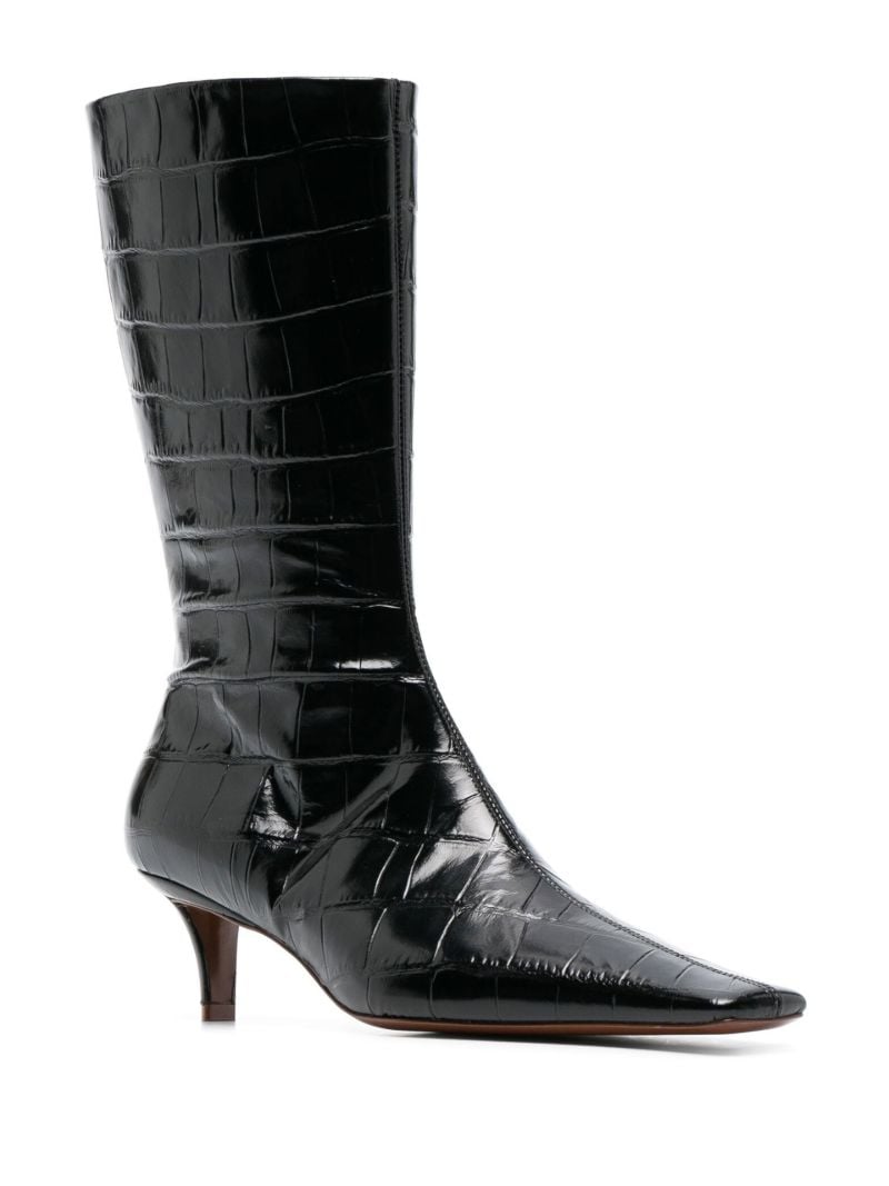 Black 70 Mock Croc Leather Boots