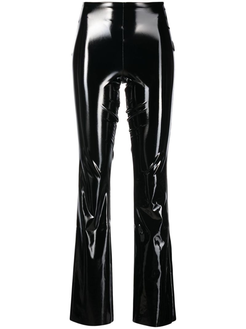 Black Vinyl Flared Leggings