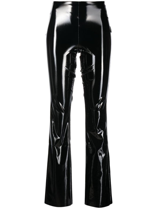 Black Vinyl Flared Leggings