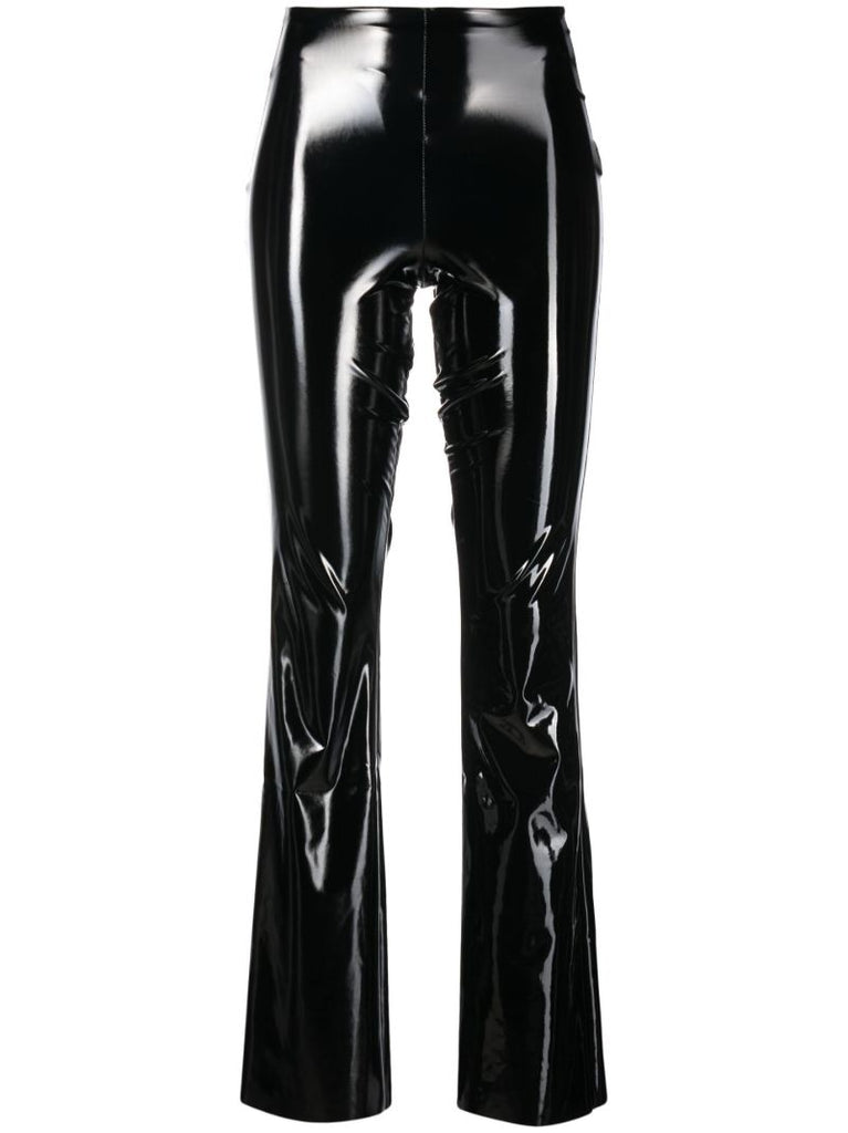 Black Vinyl Flared Leggings