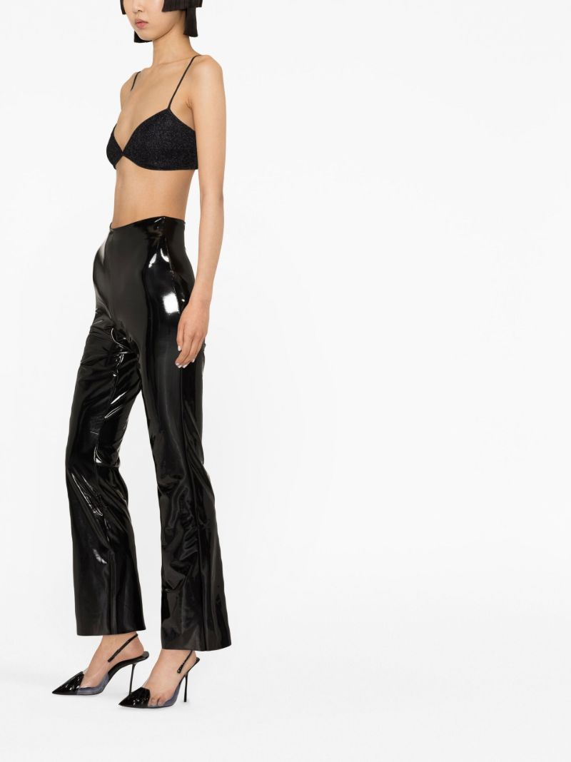 Black Vinyl Flared Leggings