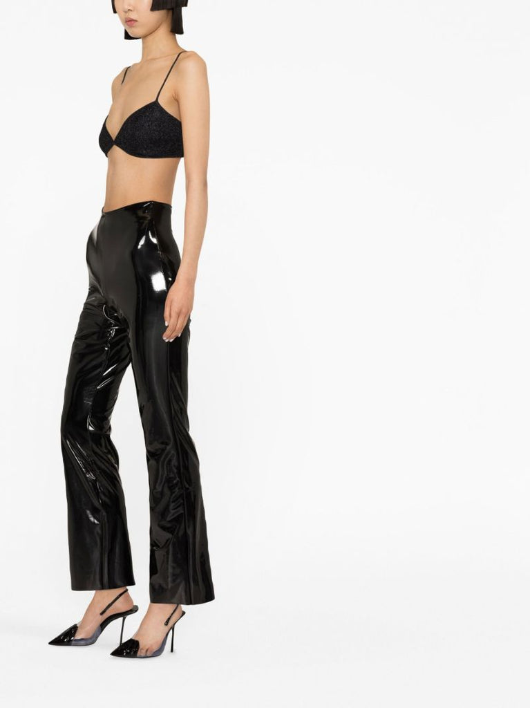 Black Vinyl Flared Leggings