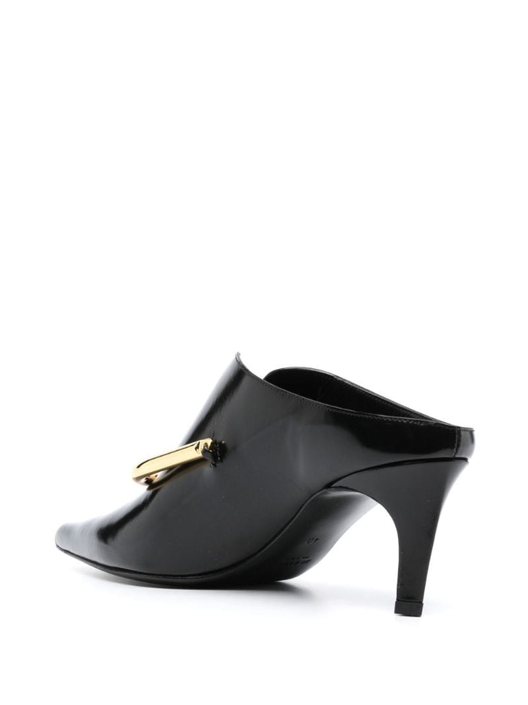 Black 60 Embellished Leather Mules