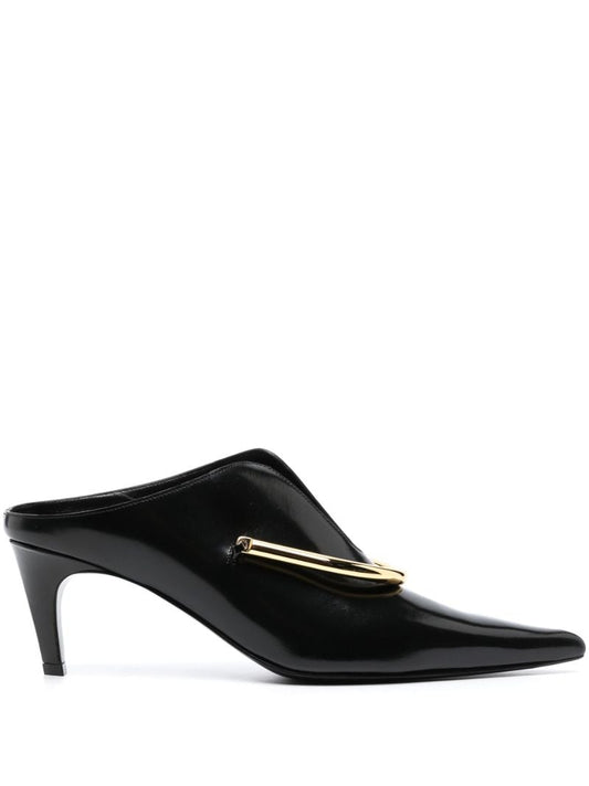 Black 60 Embellished Leather Mules