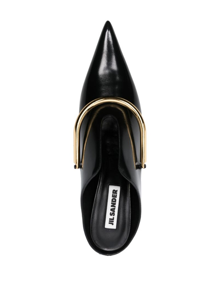 Black 60 Embellished Leather Mules