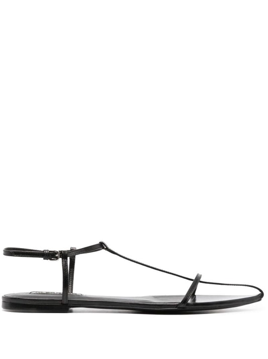 Black Ankle-strap Leather Sandals