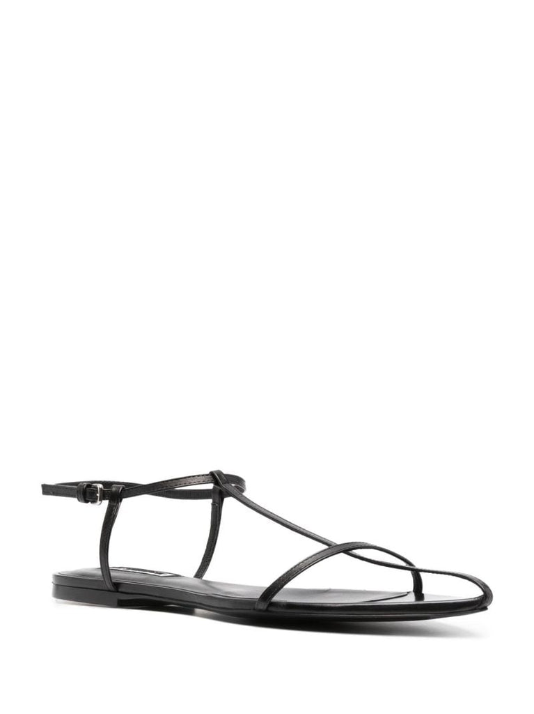 Black Ankle-strap Leather Sandals